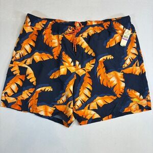 New Tommy Bahama Mens 2XB Lined Shorts Orange Leaf Relax Swim‎ Trunks Hawaiian